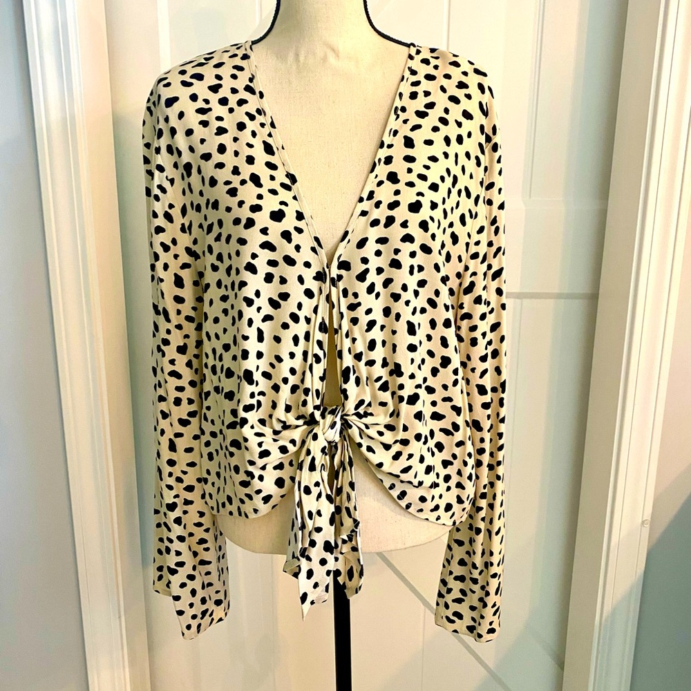 Moon River open blouse with tie front